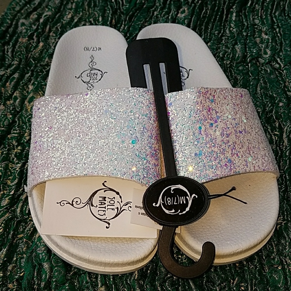 Iridescent holographic glitter sparkle sandals